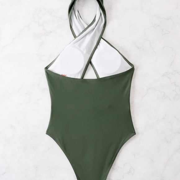 (SOLD) Green Criss-Cross Monkini Swimsuit 💚 - Picture 2 of 3